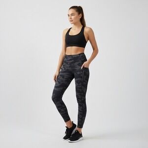 Athleta Rainier Reflective Tight Leggings Camo Gray S Running Athleisure Workout